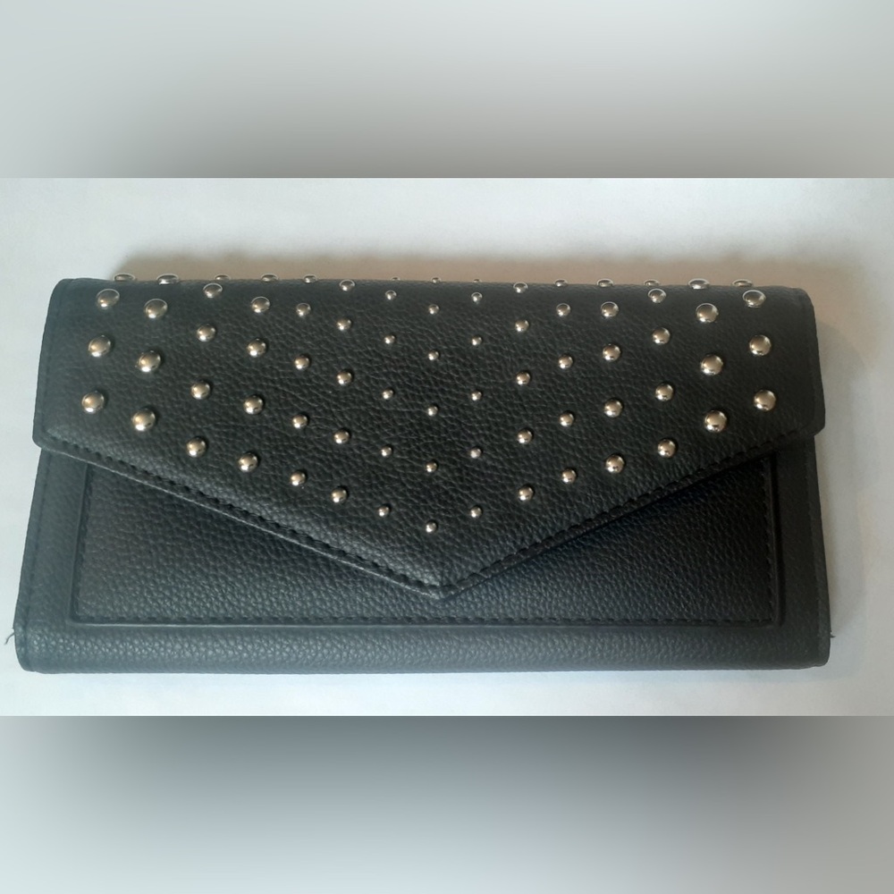 PRÜNE Black Studded Women's Leather Wallet